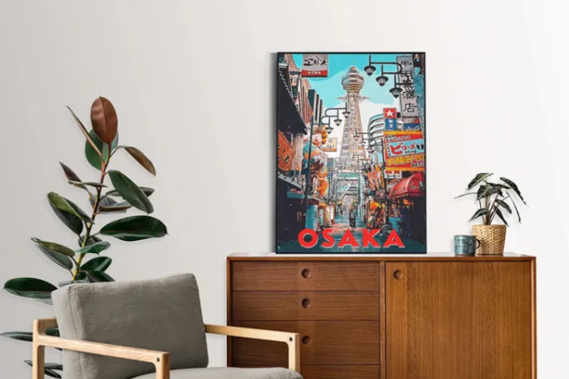 Osaka Streets Retro Travel Poster - DreamBrothers