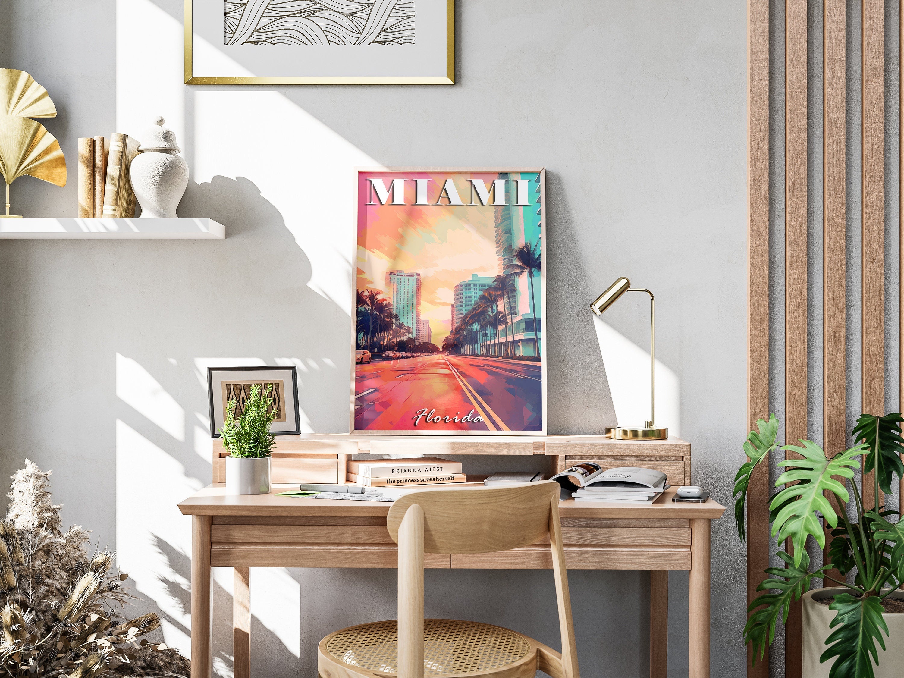 Miami Poster, Florida Colorful Print, USA Vibrant Pastel, World Travel Poster, Miami Gift, Aesthetic Retro Poster, Trendy Poster Download - DreamBrothers