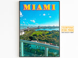 Miami Skyline Poster, Miami Beach, Florida Summer Print, USA Travel Gift, Sunny Day Poster, Trendy Retro Poster Download, Printable Wall Art