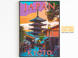Kyoto Poster, Pagoda Wall Art, Japan Colorful Printable, Sunset Retro, World Travel Poster, Aesthetic Retro Poster, Japanese Download DIY