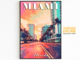 Miami Poster, Florida Colorful Print, USA Vibrant Pastel, World Travel Poster, Miami Gift, Aesthetic Retro Poster, Trendy Poster Download