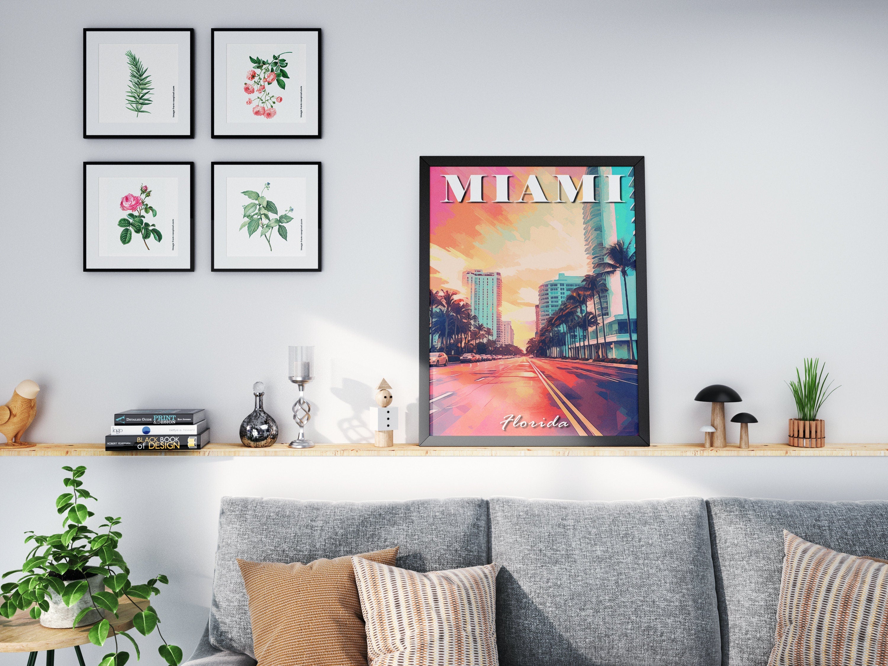Miami Poster, Florida Colorful Print, USA Vibrant Pastel, World Travel Poster, Miami Gift, Aesthetic Retro Poster, Trendy Poster Download - DreamBrothers