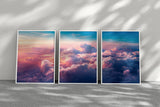 Colorful Clouds Prints, Blush Pink Clouds, 3 Piece Printable Wall Art, Sunset Over The Clouds, Set of 3, Aesthetic Poster Download