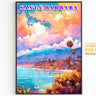 Santa Barbara Printable, Pastel Color Sunset, California Colorful Poster, World Travel Poster, Vibrant Retro Poster, Aesthetic Retro Poster