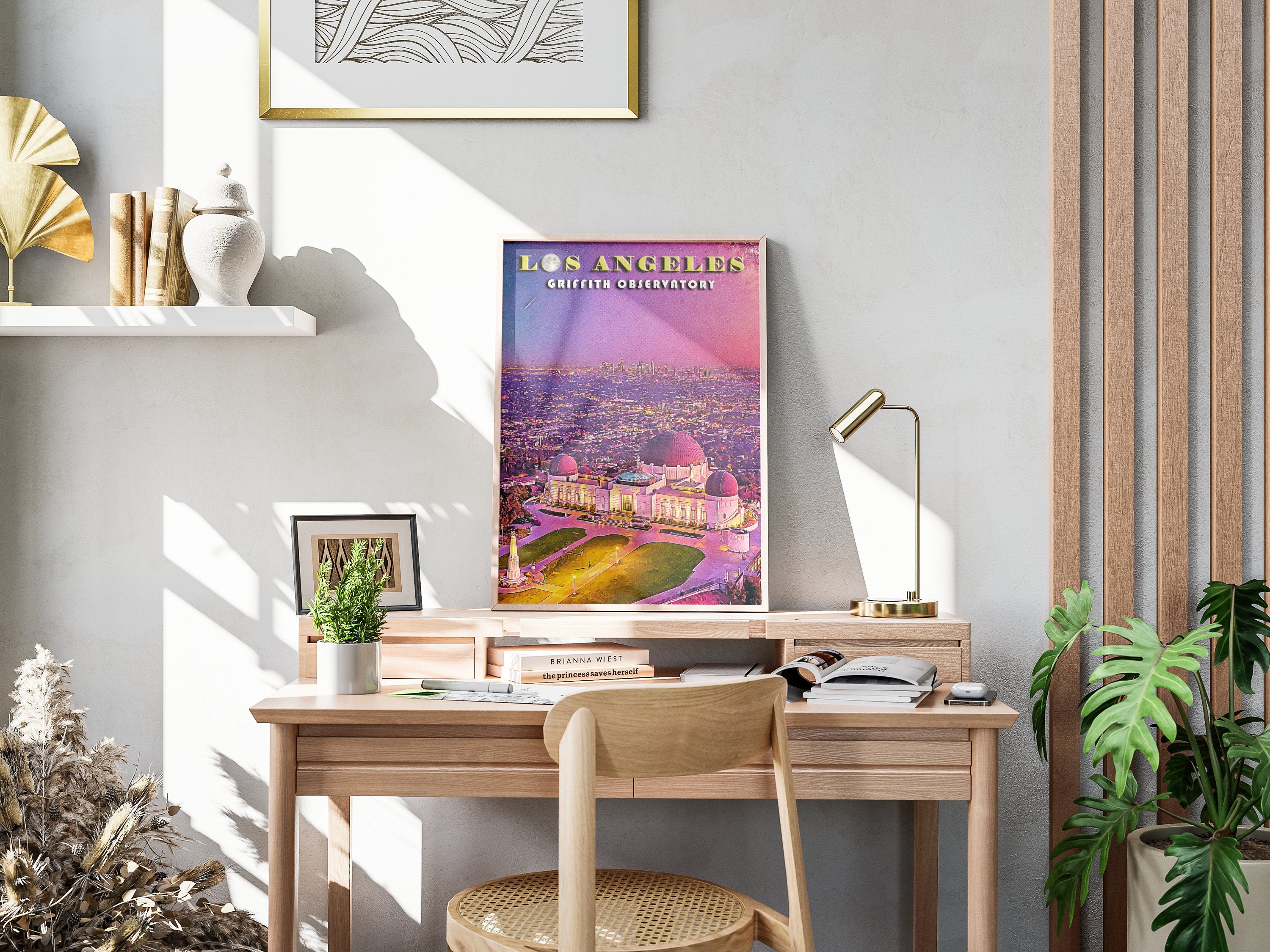 Griffith Observatory Poster, Los Angeles Skyline Print, LA Night, California Colorful Wall Art, USA Travel Gift, Vibrant Retro Printable - DreamBrothers