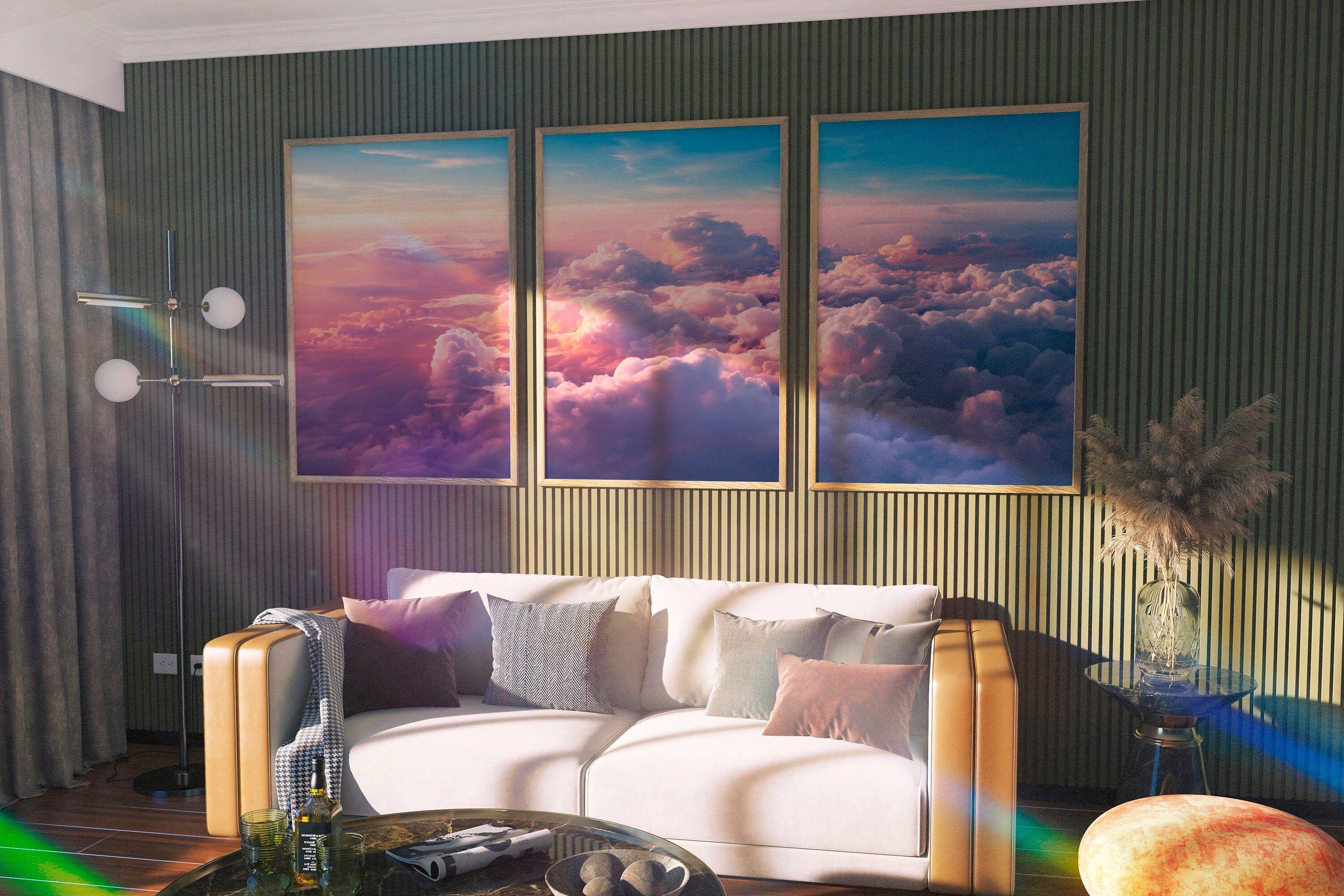 Colorful Clouds Prints, Blush Pink Clouds, 3 Piece Printable Wall Art, Sunset Over The Clouds, Set of 3, Aesthetic Poster Download - DreamBrothers
