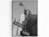 Broadway Print, New York City Vintage Poster, Empire State Building Print, Aesthetic Vintage Poster, Black And White Printable Photo, B&W