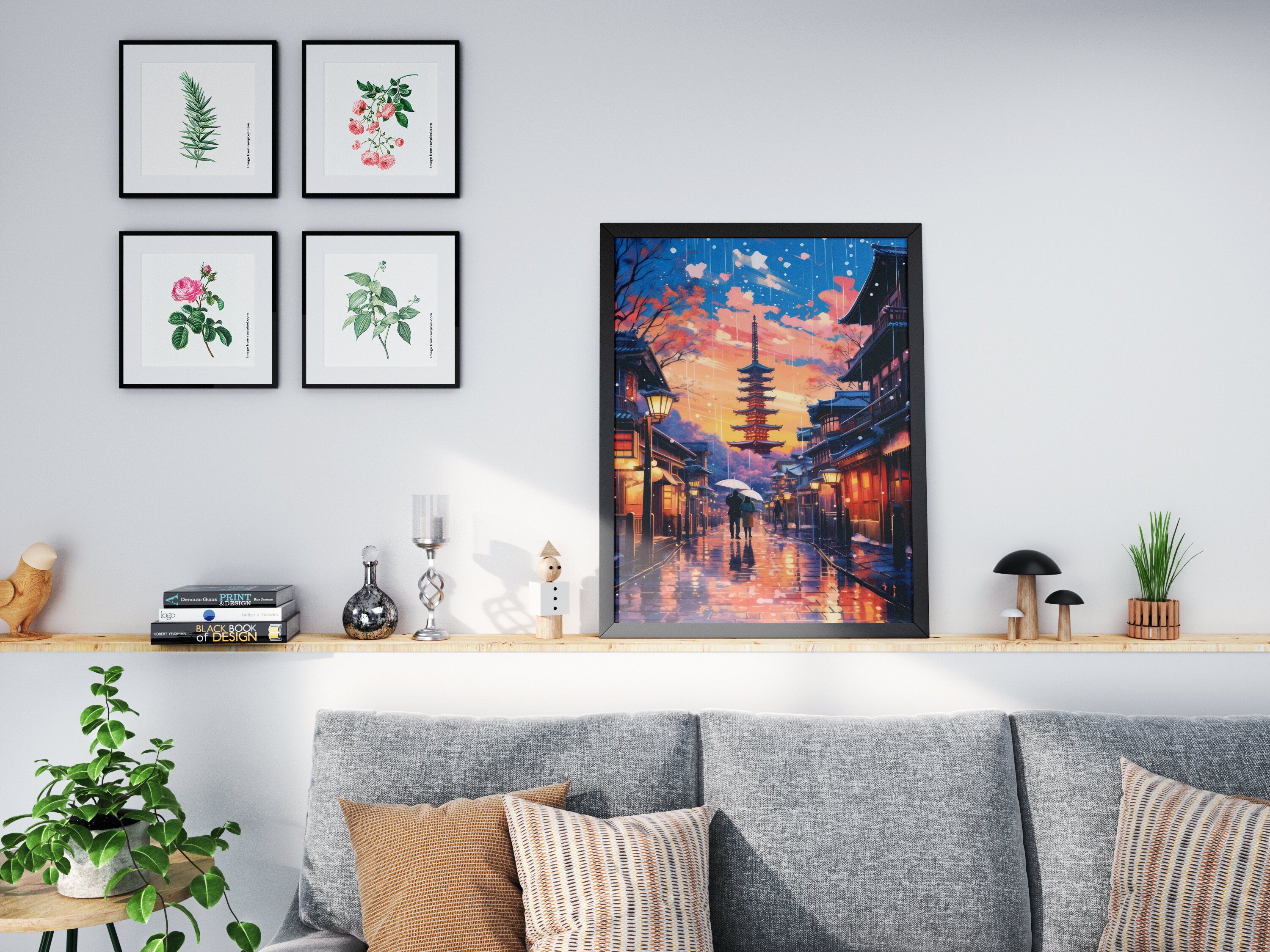Kyoto Posters, Pink Cherry Blossom, Romantic Wall Art, Couple Gift, World Travel Poster, Japanese Colorful Printable, Aesthetic Retro Poster - DreamBrothers