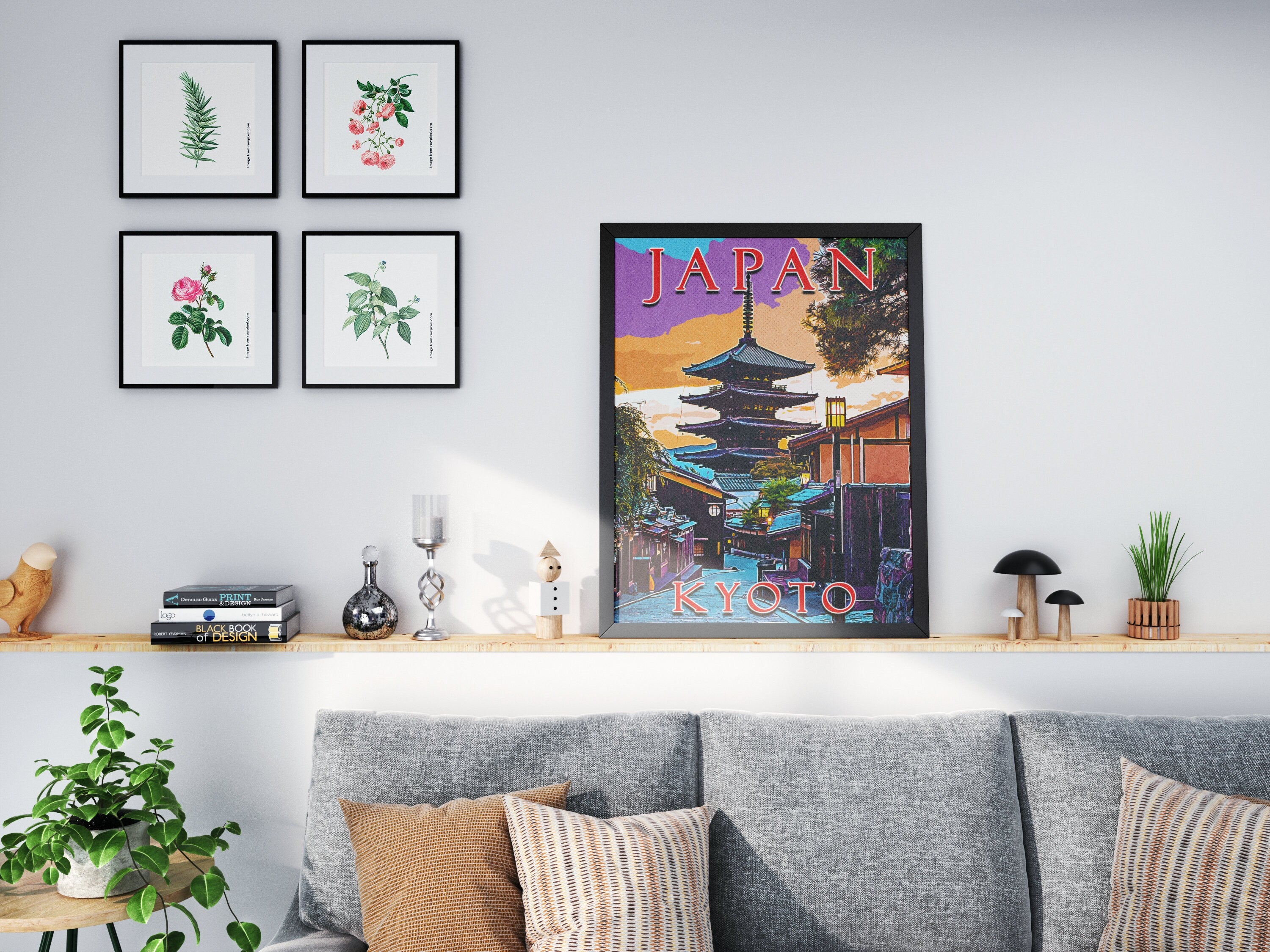 Kyoto Poster, Pagoda Wall Art, Japan Colorful Printable, Sunset Retro, World Travel Poster, Aesthetic Retro Poster, Japanese Download DIY - DreamBrothers