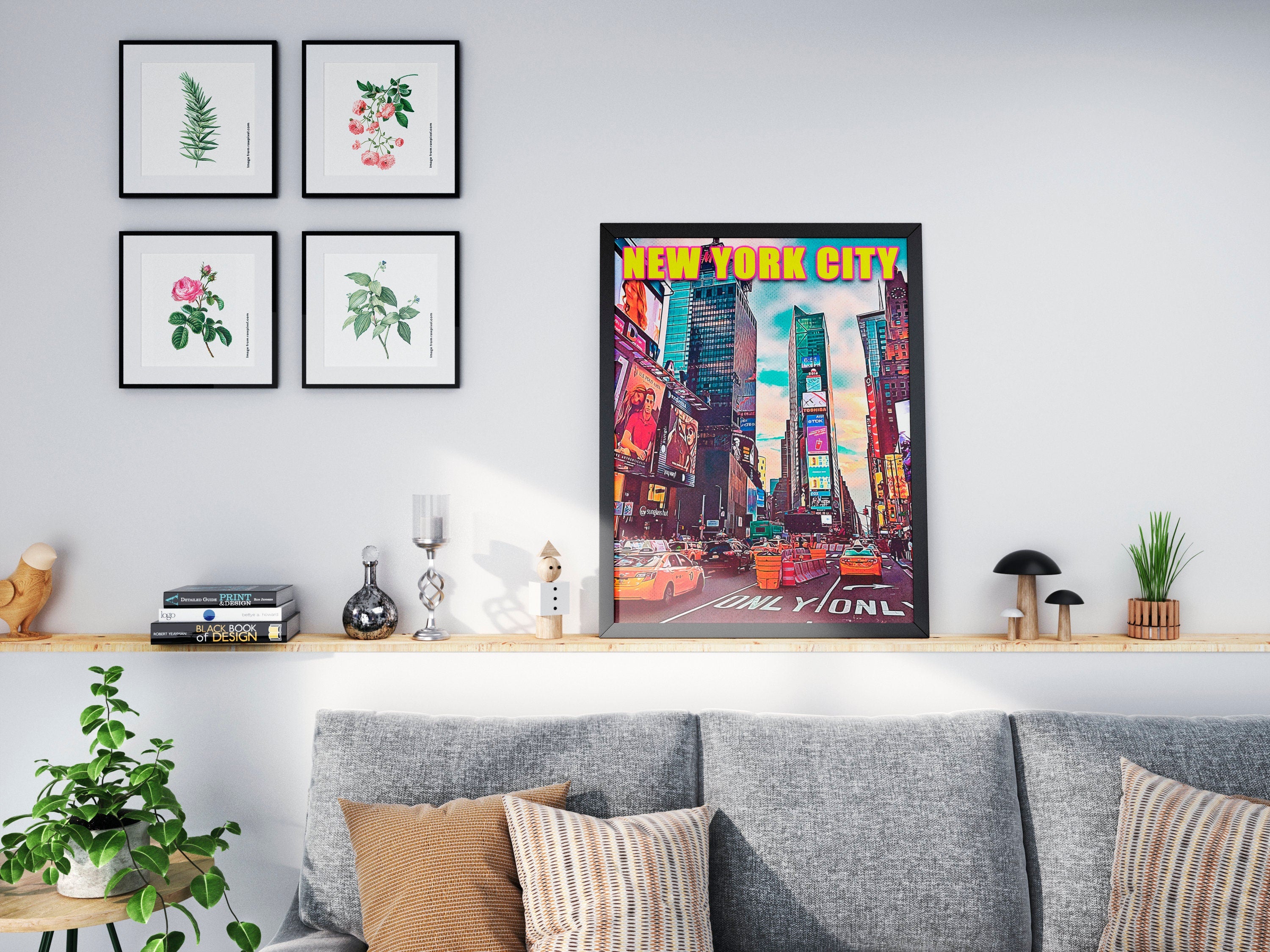 Times Square Print, Manhattan Colorful Wall Art, New York Retro Poster, NYC Movie, Vibrant USA Print, Aesthetic NY, Pop Travel Poster