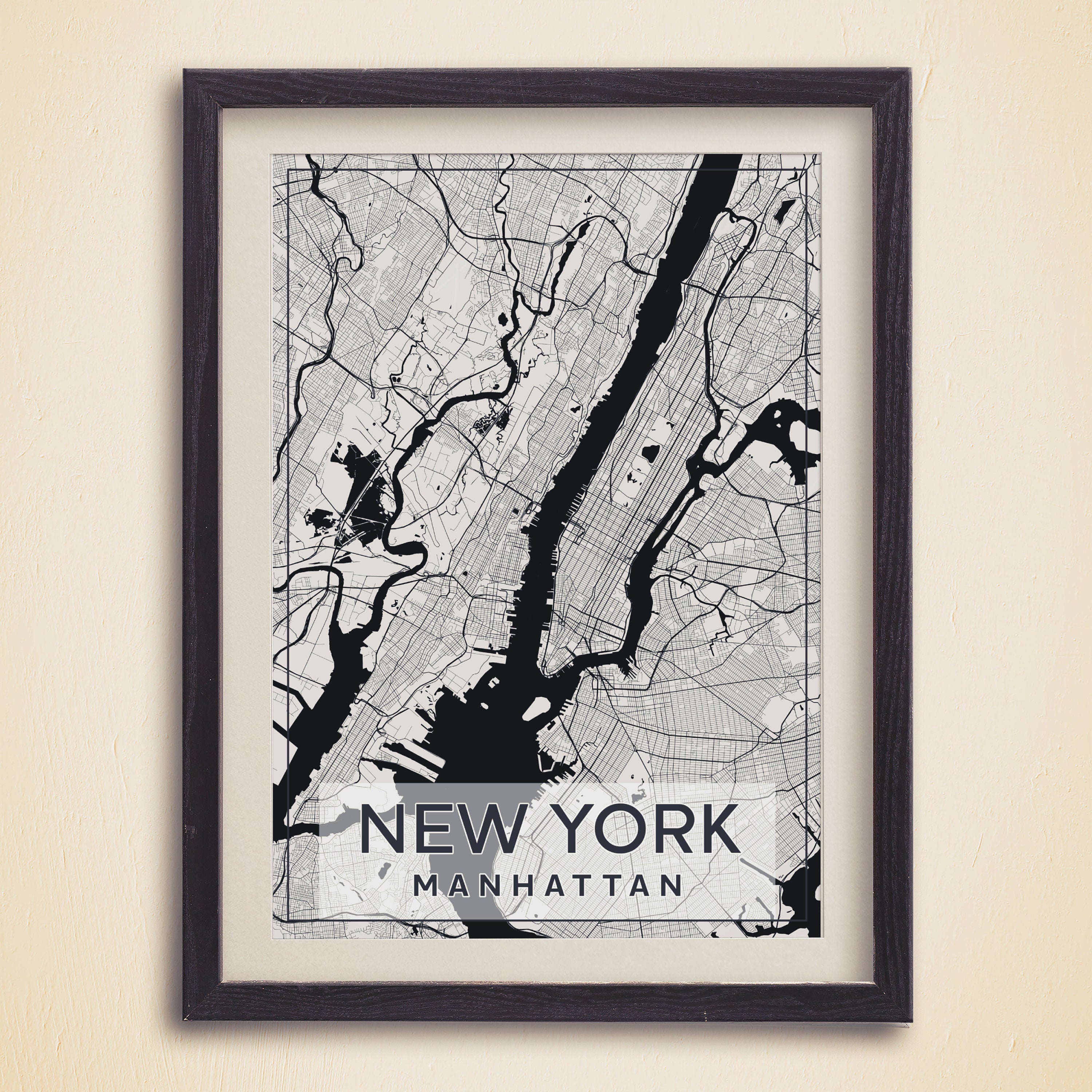 Black And White NYC Map, New York City Vintage Poster, Aesthetic Vintage Print, Black And White Printable Poster - DreamBrothers