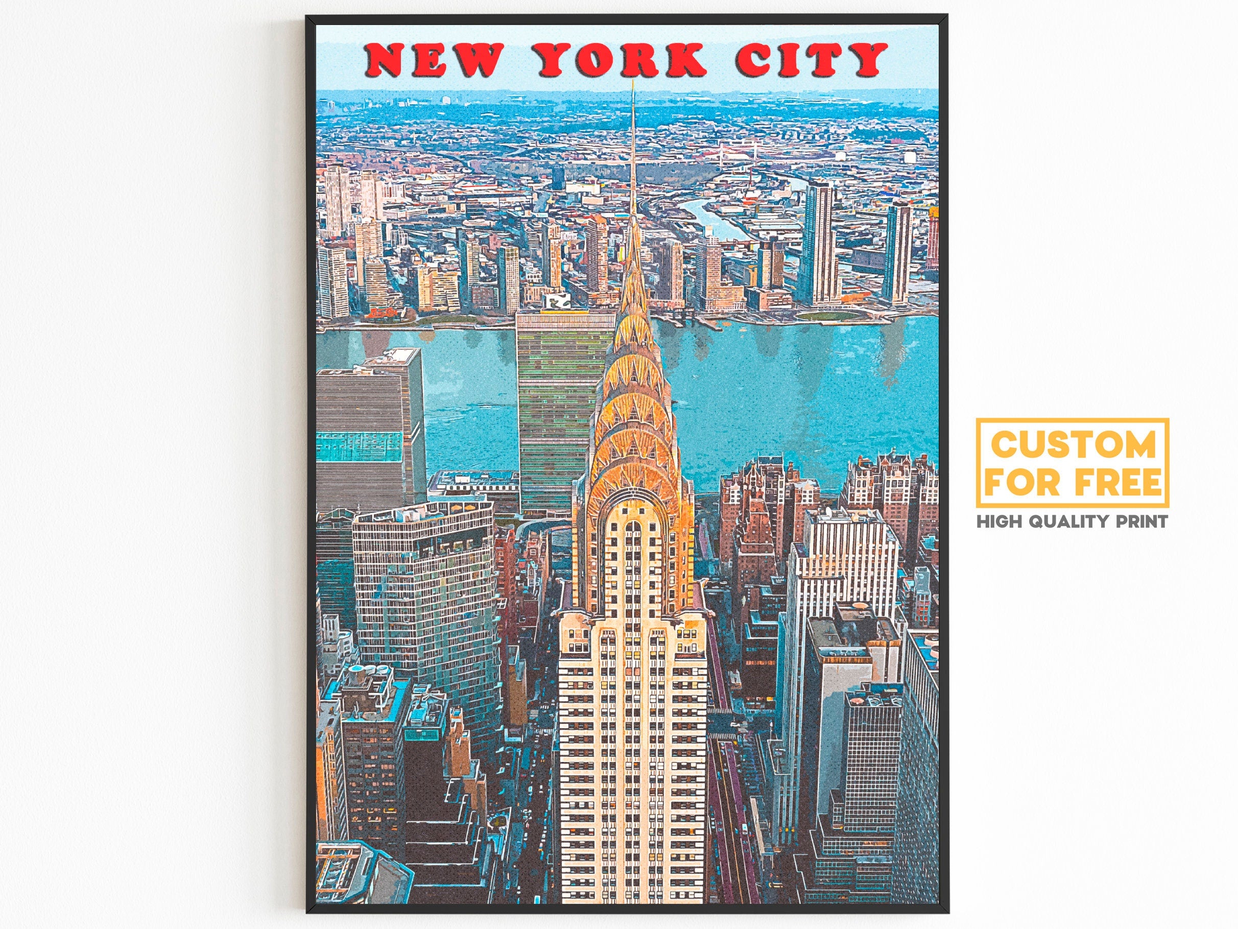 Chrysler Building Vintage Travel Poster, Manhattan Skyline Wall Art, New York Retro Poster, NYC Gift, USA DIY - DreamBrothers
