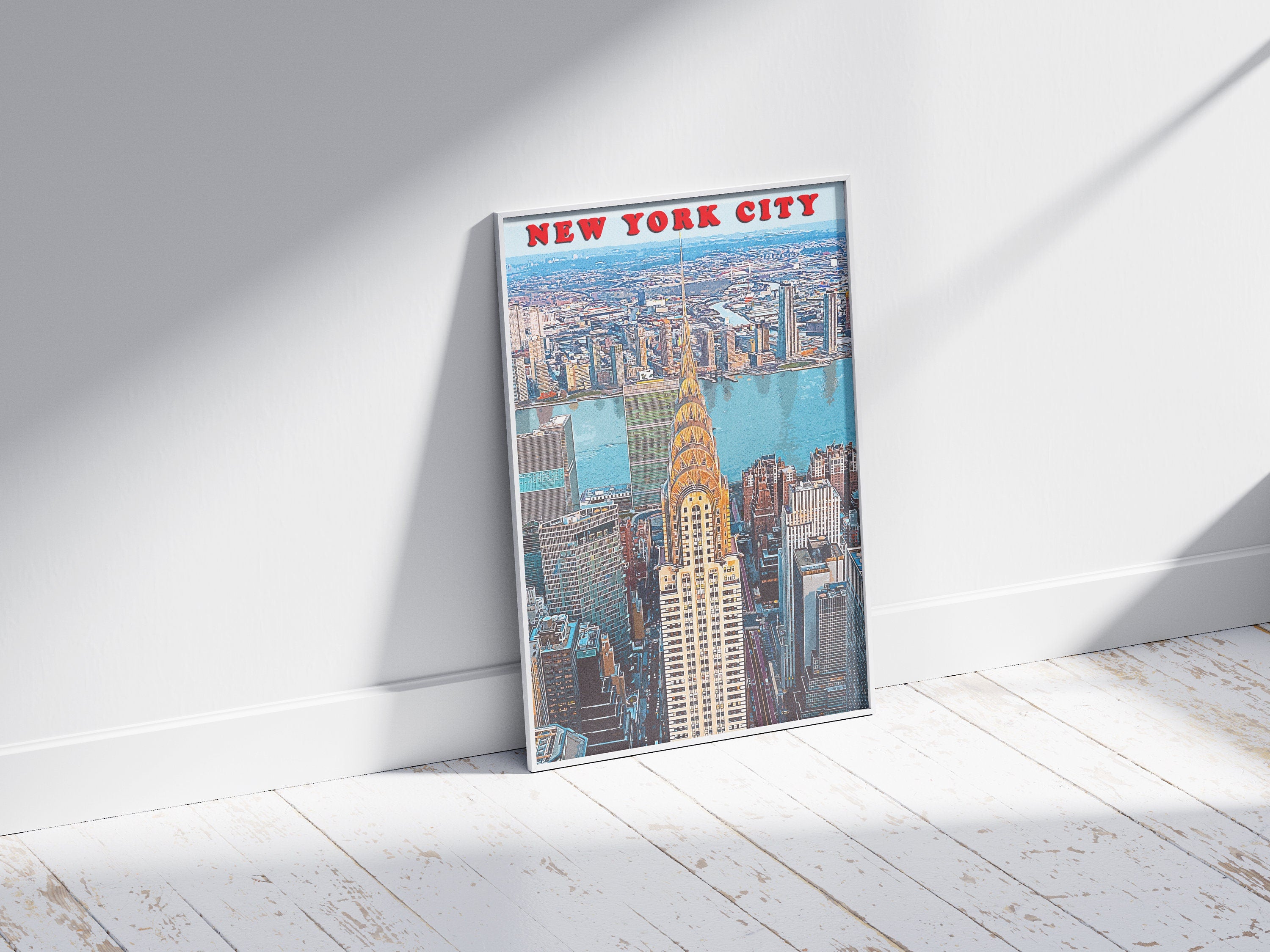 Chrysler Building Vintage Travel Poster, Manhattan Skyline Wall Art, New York Retro Poster, NYC Gift, USA DIY - DreamBrothers