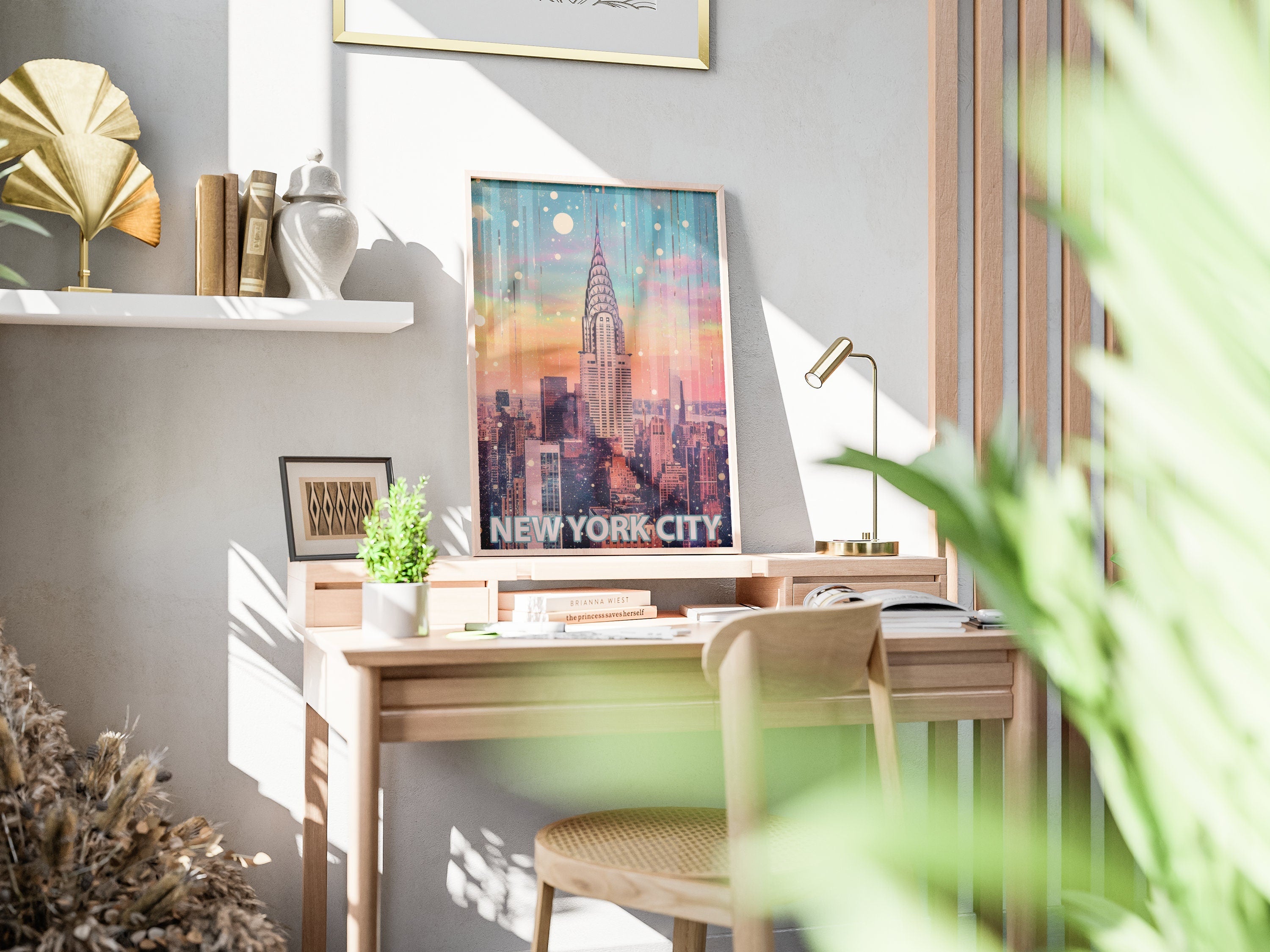 Chrysler Building Print, New York Retro Poster, Handmade USA Travel Gift, New York City Paint, Manhattan Skyline, Graffiti Street Pop Art - DreamBrothers