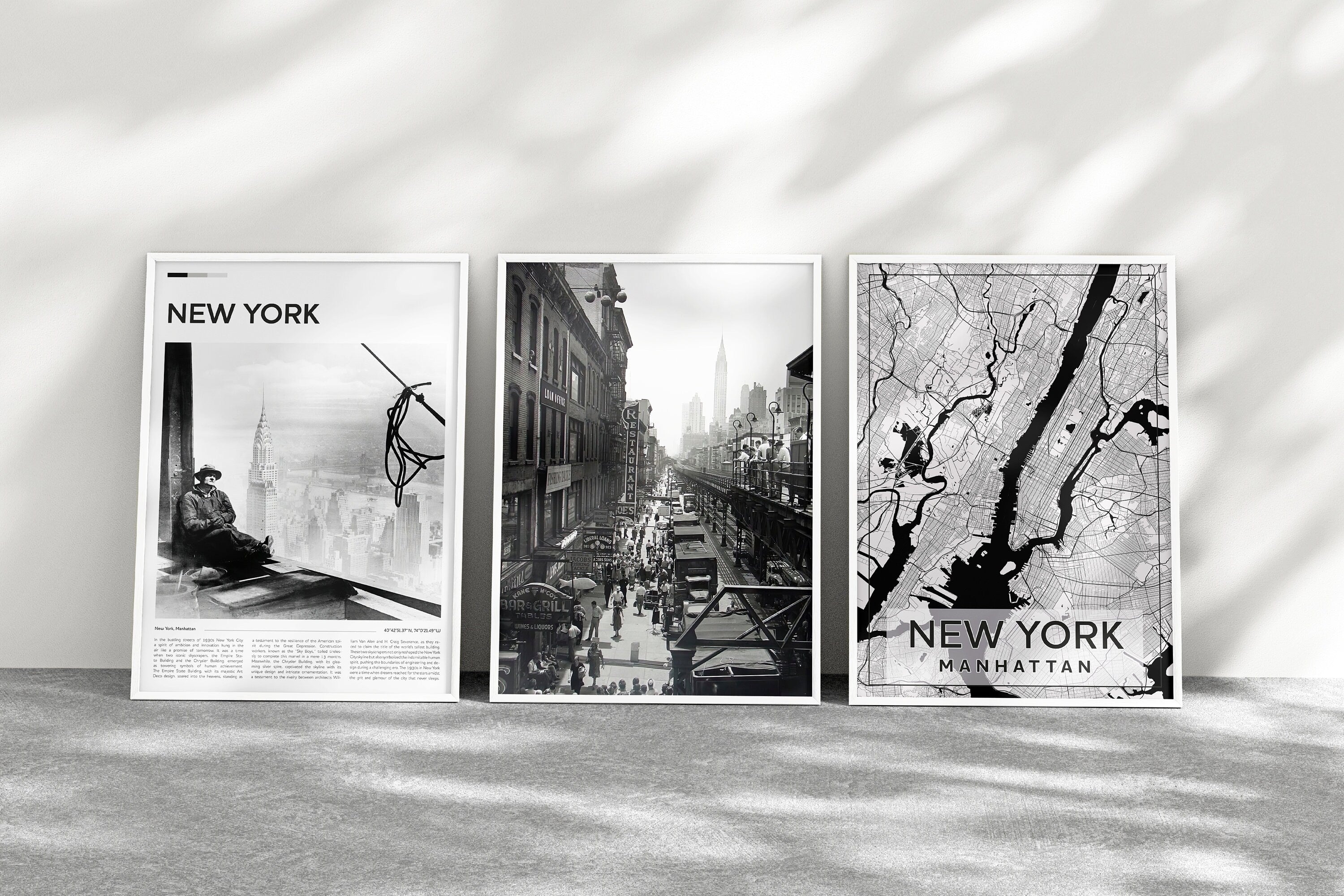 New York Posters, Set of 3 Prints, Aesthetic Vintage Photo, Black And White Photo Gallery, USA Travel Gift, Vintage Gallery Set - DreamBrothers