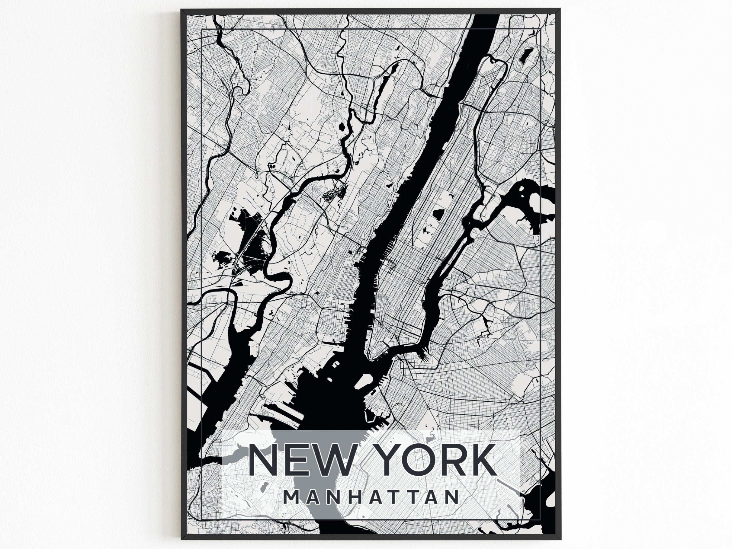 Black And White NYC Map, New York City Vintage Poster, Aesthetic Vintage Print, Black And White Printable Poster - DreamBrothers