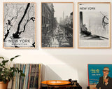 New York City, 3er-Set ästhetische Vintage-Poster