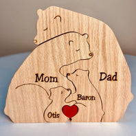 Personalized Wooden Bear Family Puzzle - Custom Name Engraved Gift for Family - 2 to 8 Bears - DreamBrothers